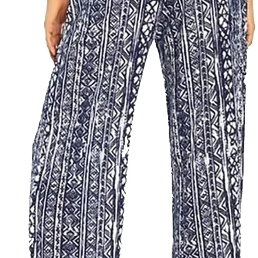 4 X $15. Three Dots Navy Geometric Wide Leg Pants